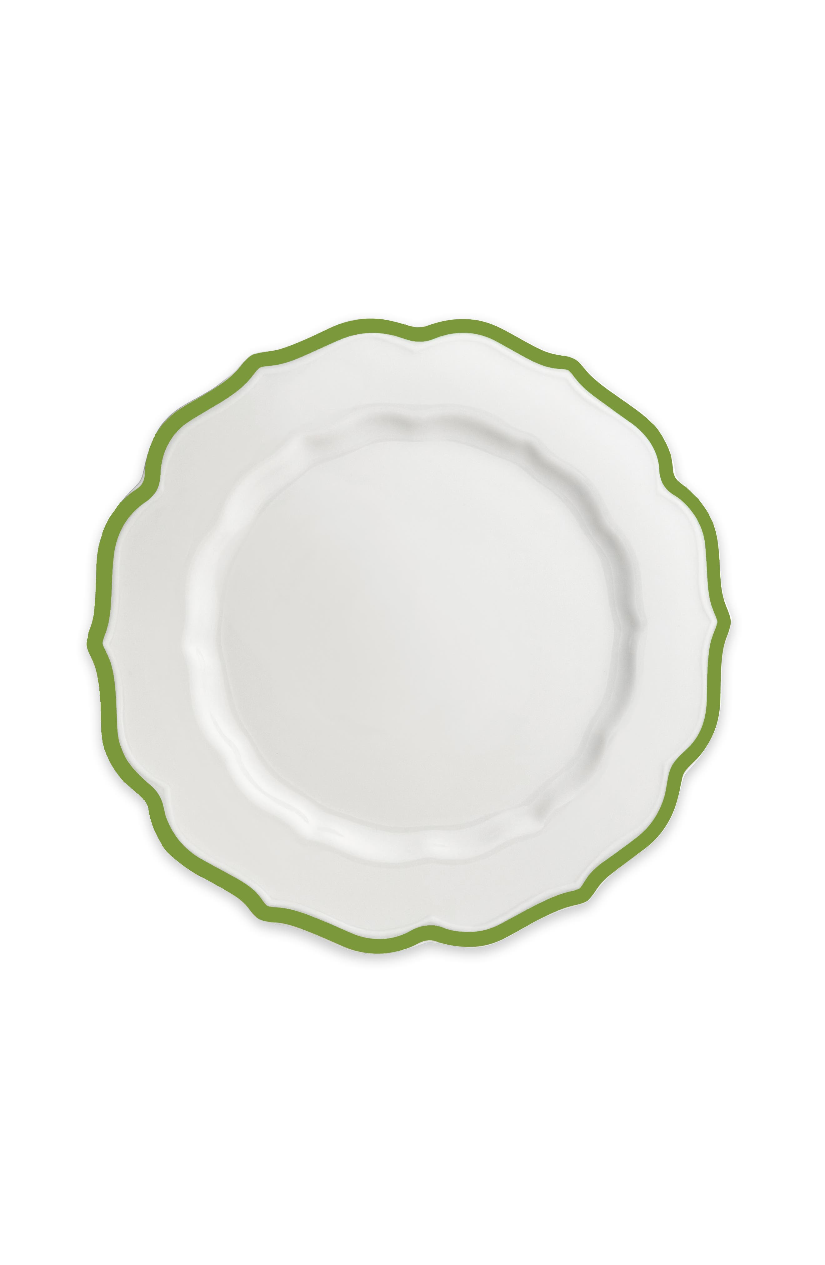 Set 4 - Green- Caskata Stella Verde Scalloped Dinner Plate - Porcelain