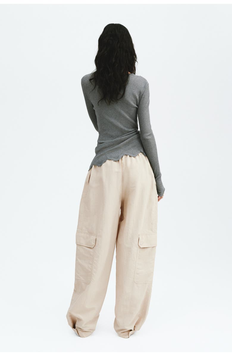 H&M Oversized Cargo Trousers, Alternate, color, Light Beige