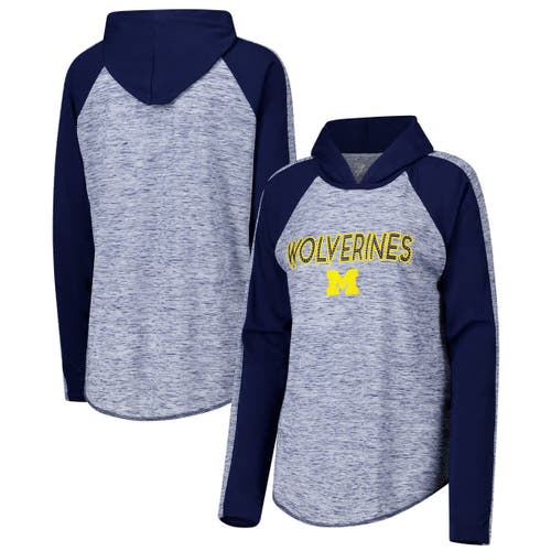 G-iii 4her By Carl Banks Navy Michigan Wolverines Underdog Bling Raglan Long Sleeve Hoodie T-shirt In Blue