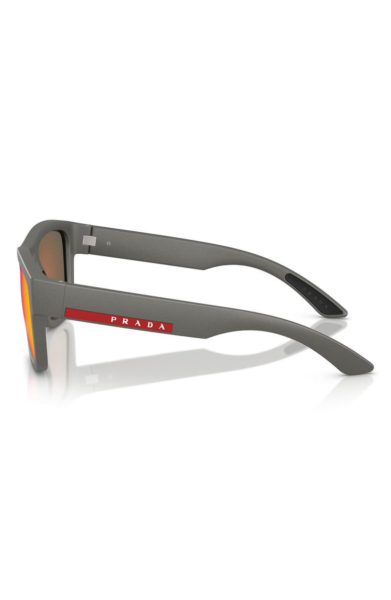 Prada Linea Rossa 56mm Mirrored Pillow Sunglasses, Alternate, color, Silver Grey / Brown Orange