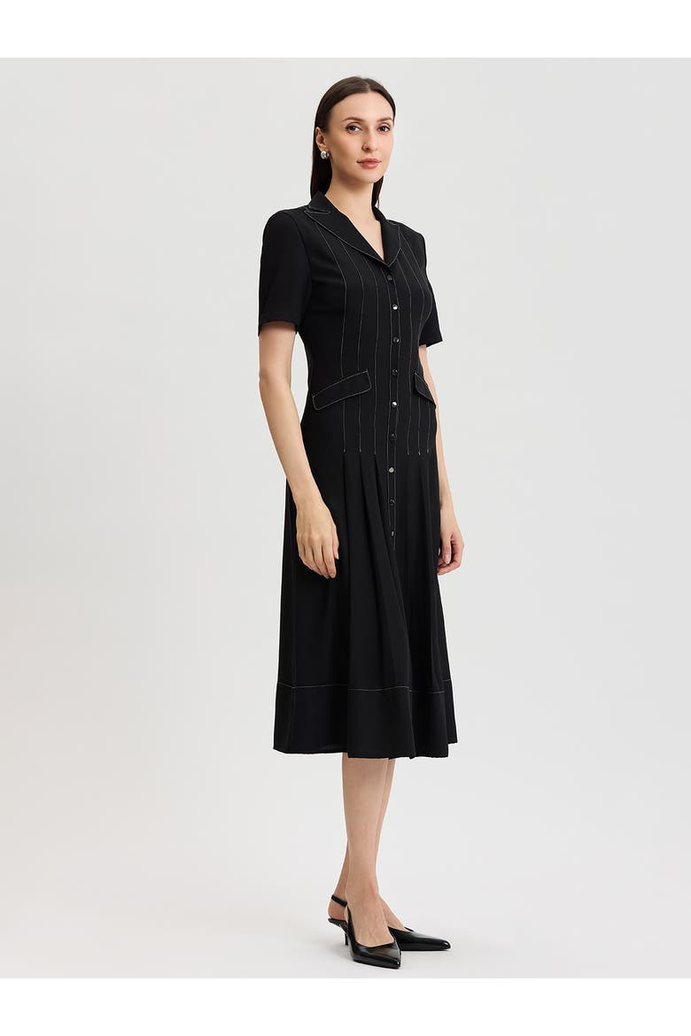 Fit & Flare Monochrome Crepe Maxi Dress, Alternate, color, Black/White