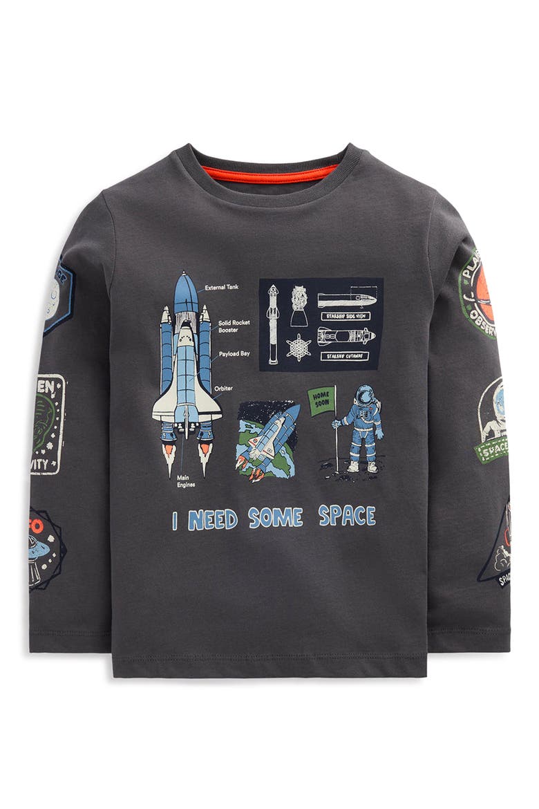 Kids' Glow in the Dark Graphic T-Shirt, Main, color, WARM GREY, SPACE