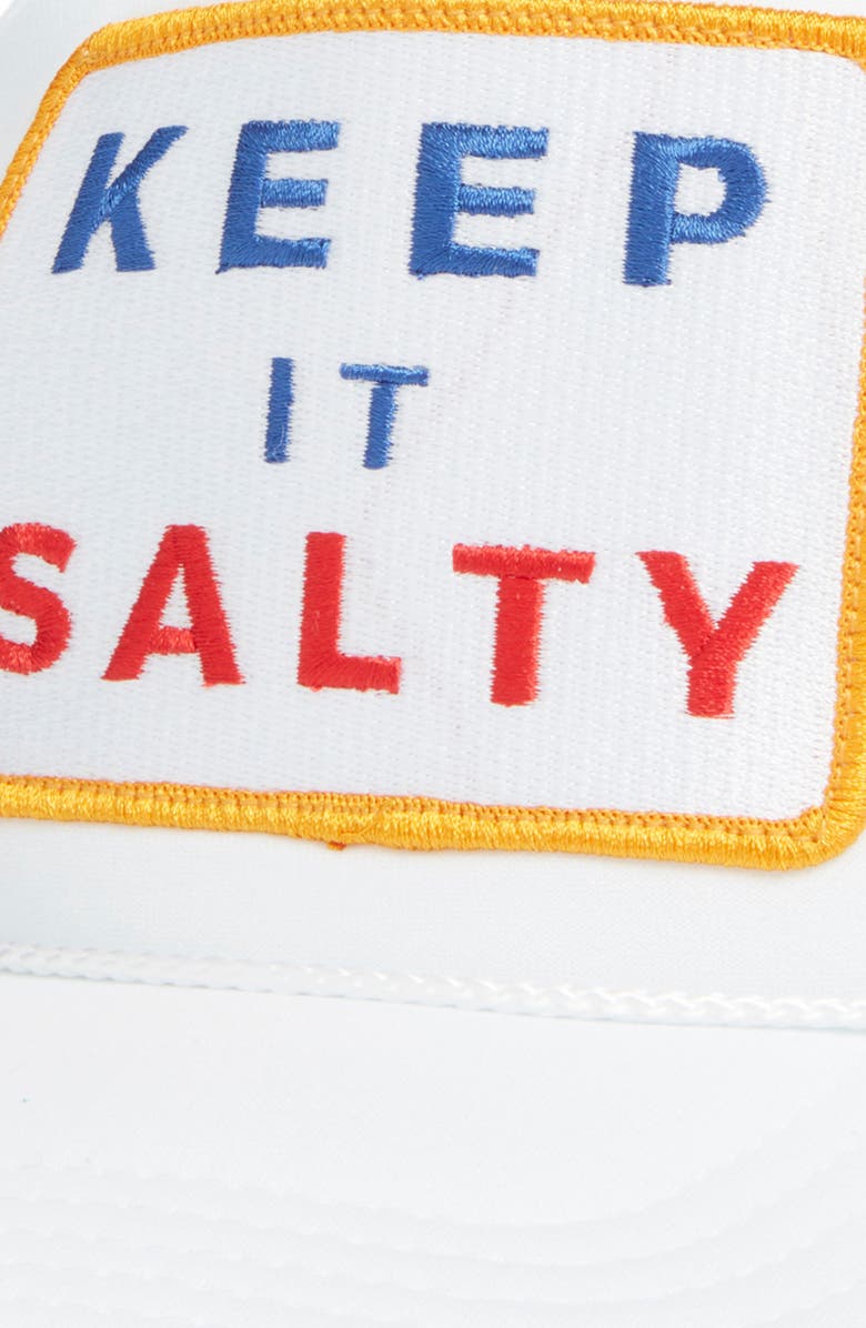 Friday Feelin’ Keep it Salty Patch Trucker Hat, Alternate, color, White