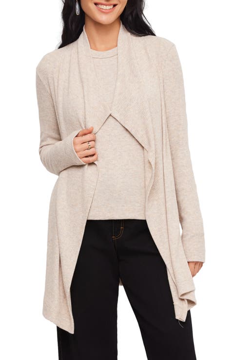Ribbed Drape Front Cardigan