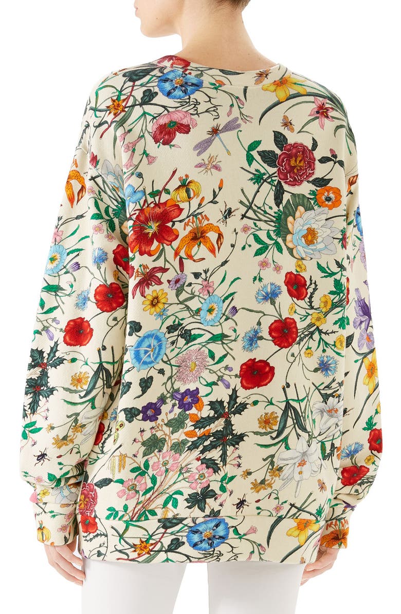 Gucci Floral Print Cotton Jersey Sweatshirt, Alternate, color, 