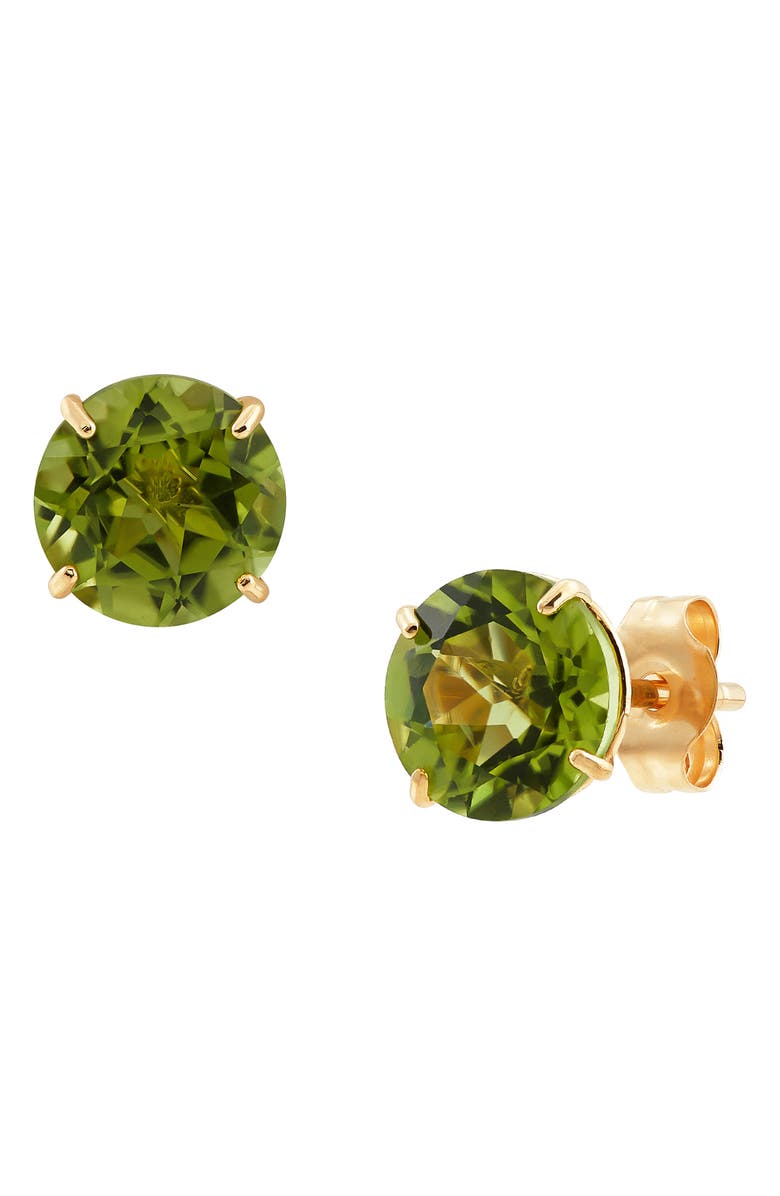 Frankie & Zoe Peridot Solitaire Stud Earrings, Alternate, color, Yellow Gold