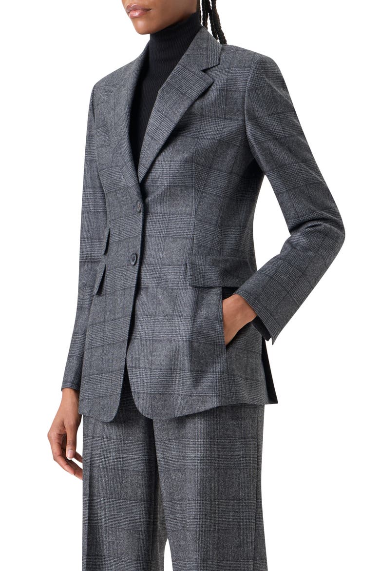 Arie Wool Flannel Blazer, Alternate, color, CHARCOAL-BLACK