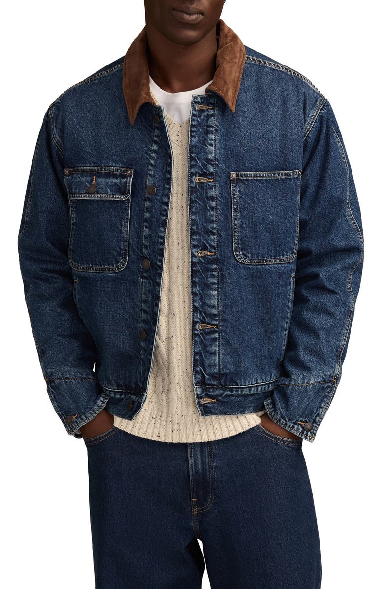 Lucky Brand Corduroy Collar Denim Jacket, Main, color, High Altitute