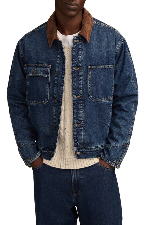 Lucky Brand Corduroy Collar Denim Jacket In Blue