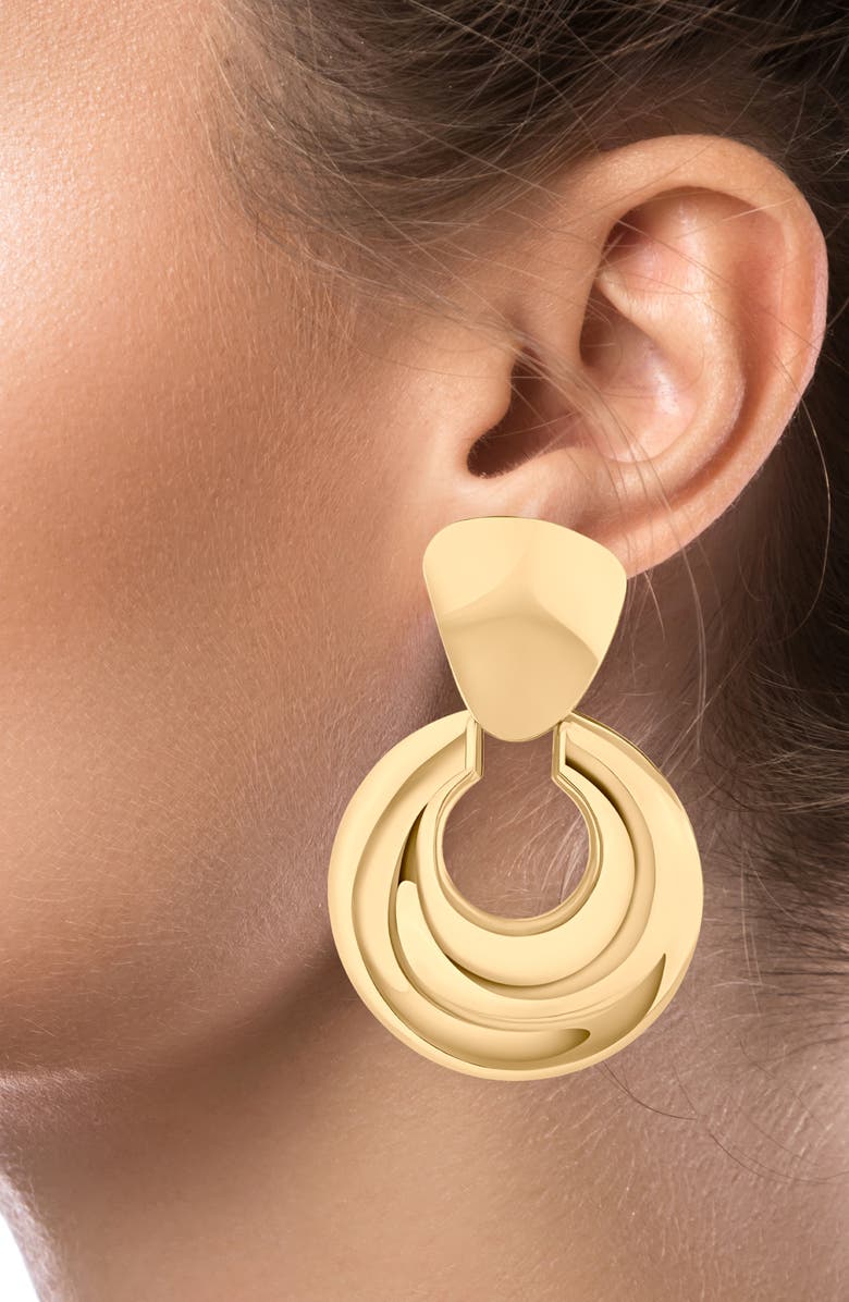 JARDIN Doorknocker Drop Earrings, Alternate, color, Gold