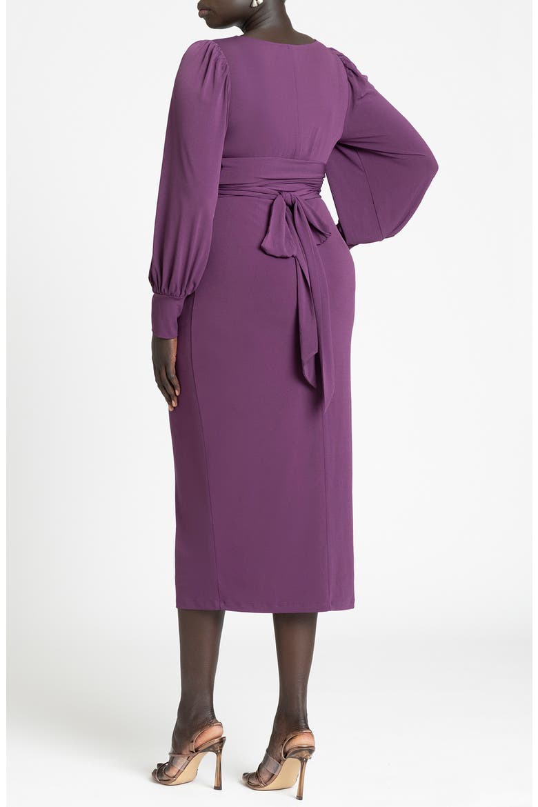 Cross Front Midi Dress, Alternate, color, PLUM