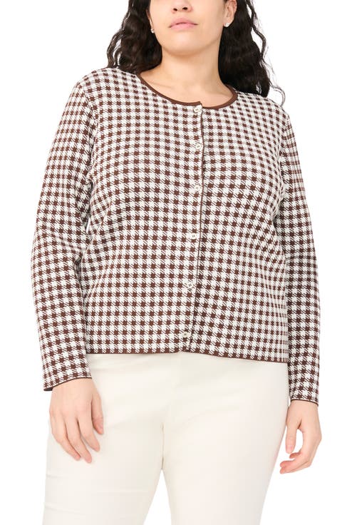 Gingham Crewneck Cardigan