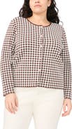 Halogen® Gingham Crewneck Cardigan