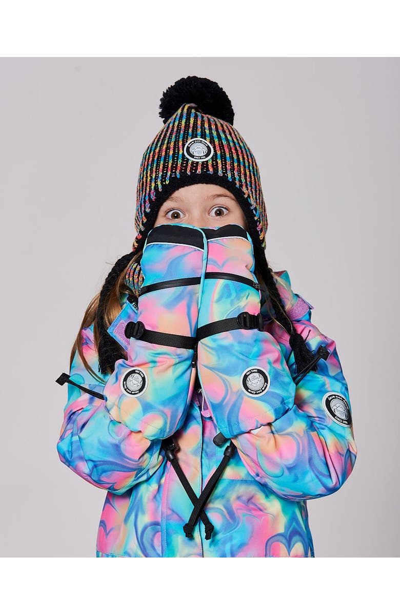 Deux par Deux Girl Winter Mittens Teknik, Alternate, color, Rainbow Heart Print