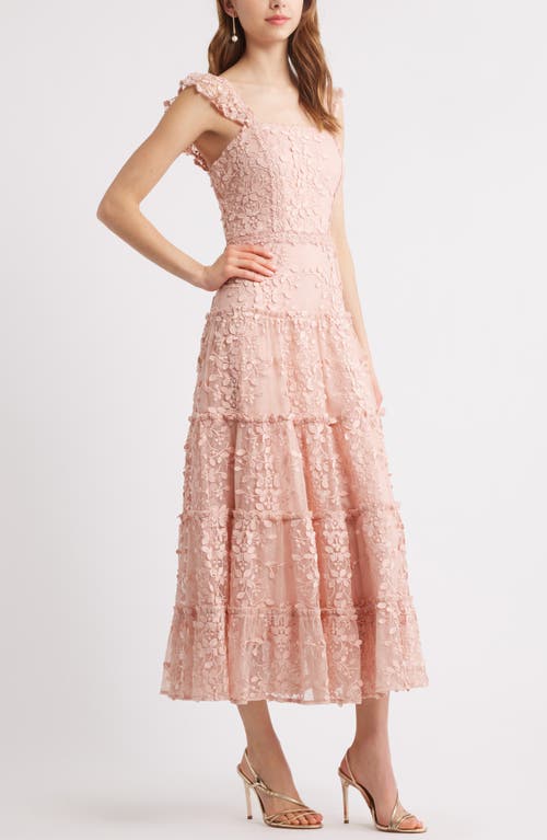 Chelsea28 3d Floral Lace Tiered Maxi Dress In Pink Sepia