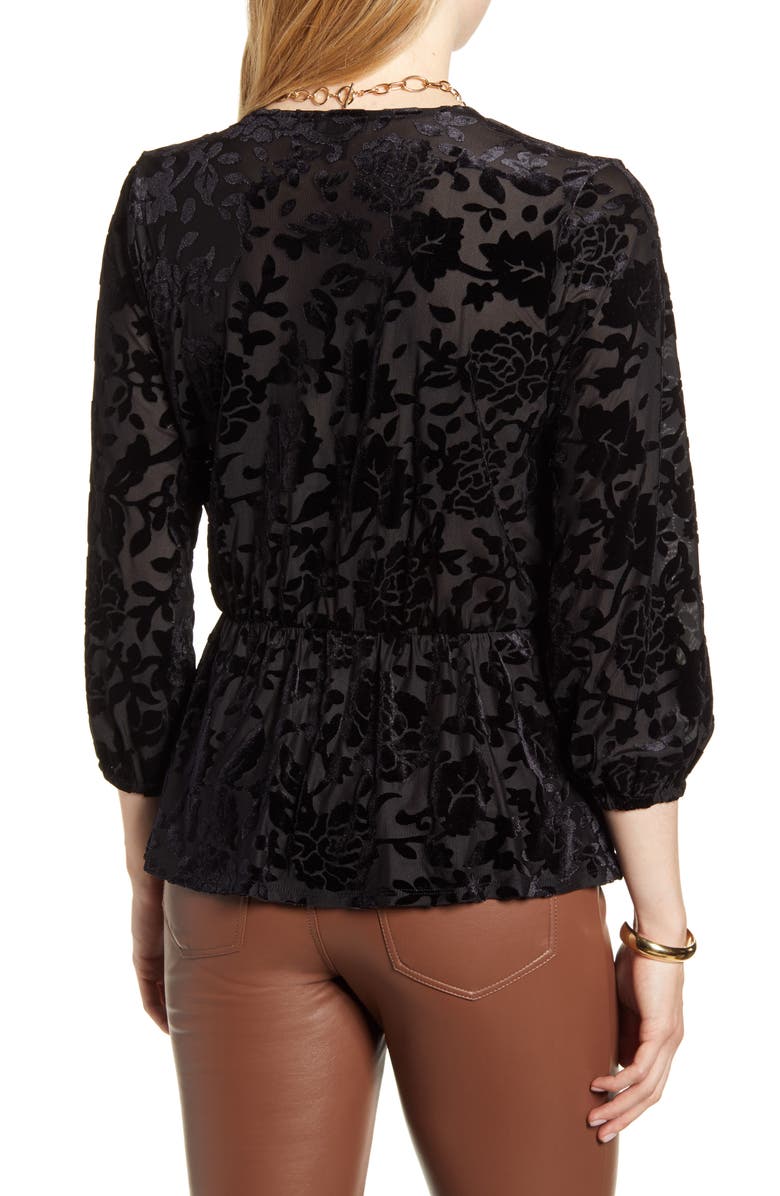 Halogen<sup>®</sup> Flocked Peplum Top, Alternate, color,