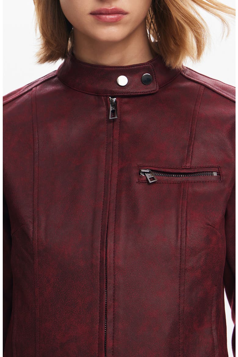 Munich Faux Leather Moto Jacket, Alternate, color, RED