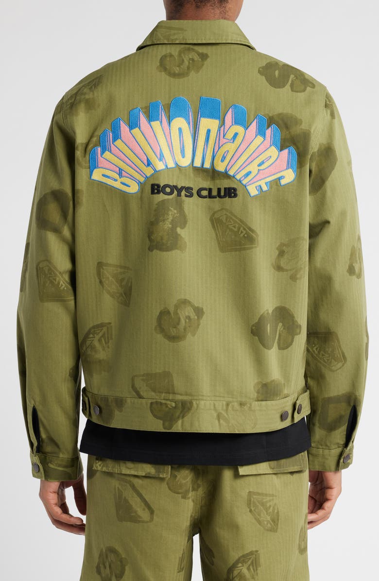 Billionaire Boys Club BB Workman Cotton Herringbone Zip Jacket, Alternate, color, Loden Green