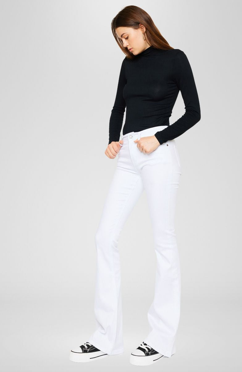 KanCan Alaska Mid Rise Flare Jeans, Alternate, color, White