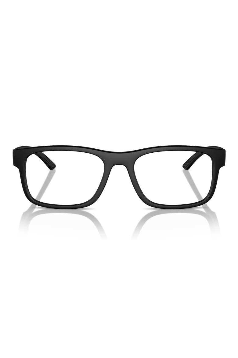 54mm Rectangular Optical Glasses, Main, color, BLACK RUBBER
