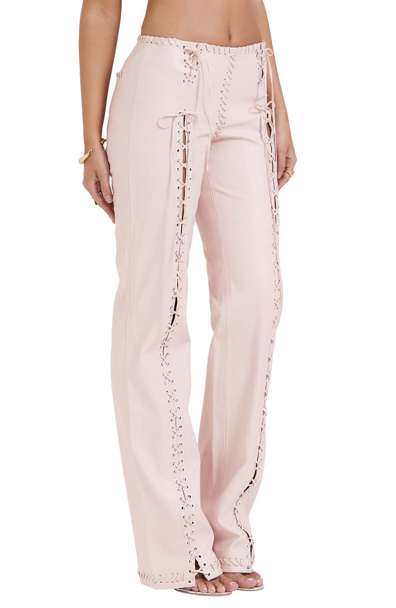 HOUSE OF CB Elliott Lace Up Faux Leather Pants, Alternate, color, 