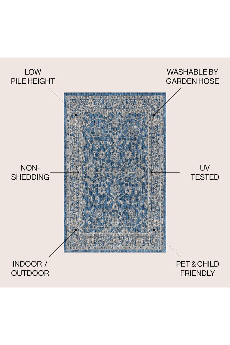 Palazzo Vine And Border Textured Weave Indoor/outdoor Rug, Alternate, color, Navy/Gray