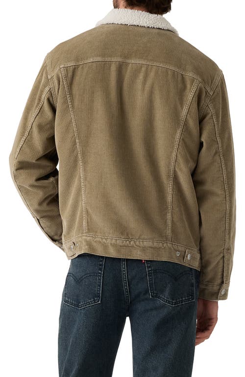 Levi's® Relaxed Fit Faux Shearling Lined Trucker Jacket In Green