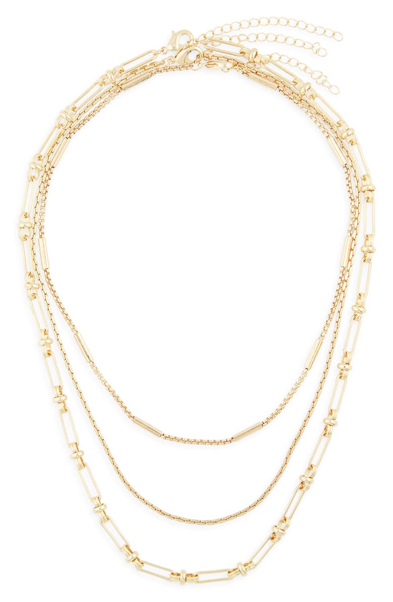 NORDSTROM RACK 3-Row Layered Necklace, Main, color, Gold