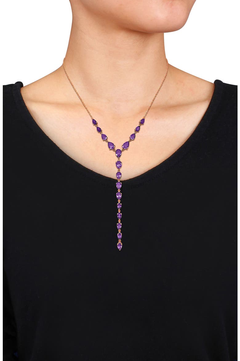 Teardrop Y Necklace, Alternate, color, PURPLE