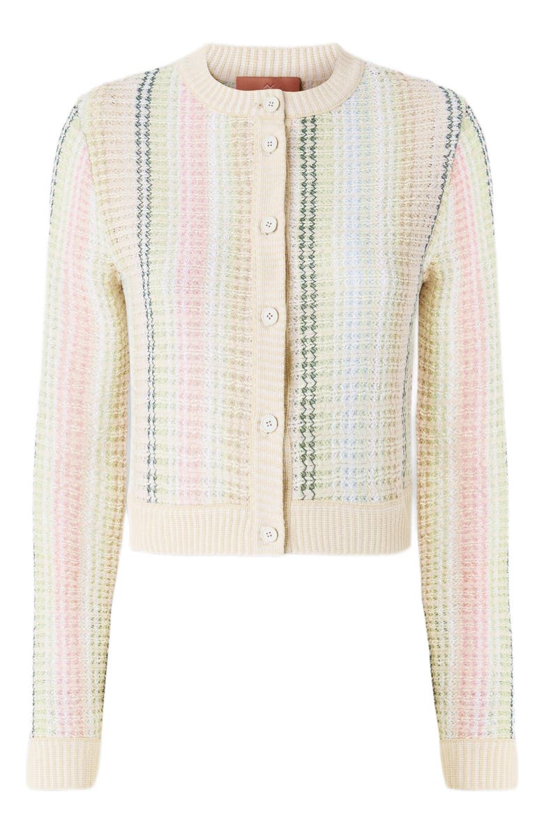 Missoni Crewneck Cardigan In Cotton Blend Caperdoni Motif, Alternate, color, Multicoloured 2