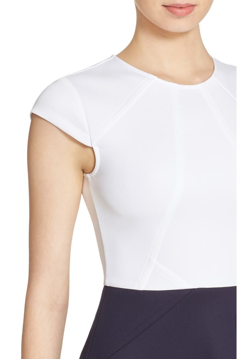 'AABRR' Colorblock Cap Sleeve Skater Dress, Alternate, color, DARK BLUE