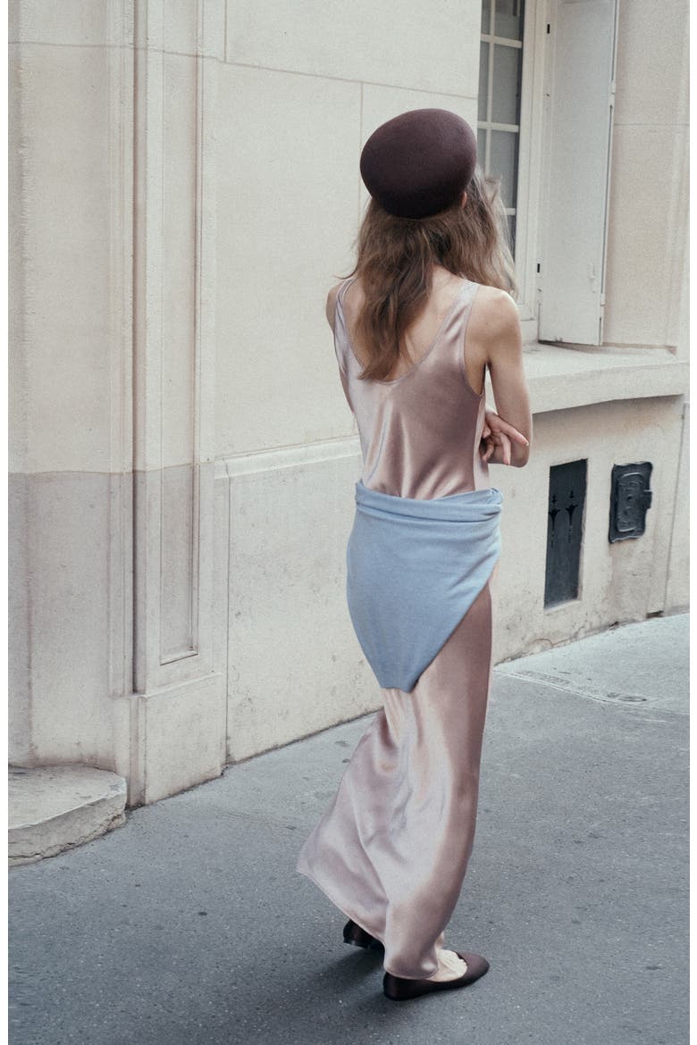 Luis Crinkled Satin Midi Slip Dress, Alternate, color, PASTEL PINK