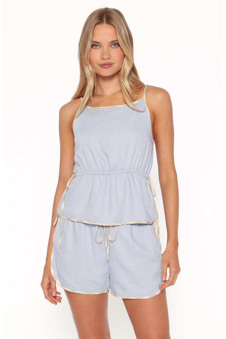 Bettie Contrast Trim Shorts, Alternate, color, LIGHT BLUE LINEN