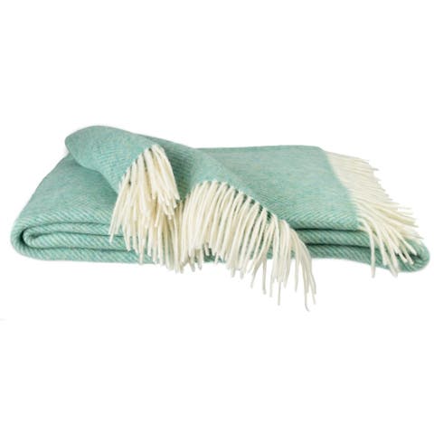 Southampton Home Merino Wool Herringbone Throw (Sea Glass)