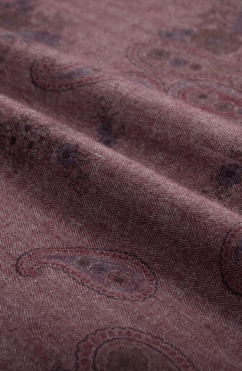 Bugatchi Axel Shaped Fit Floral Paisley Button-Up Shirt, Alternate, color, Burgundy