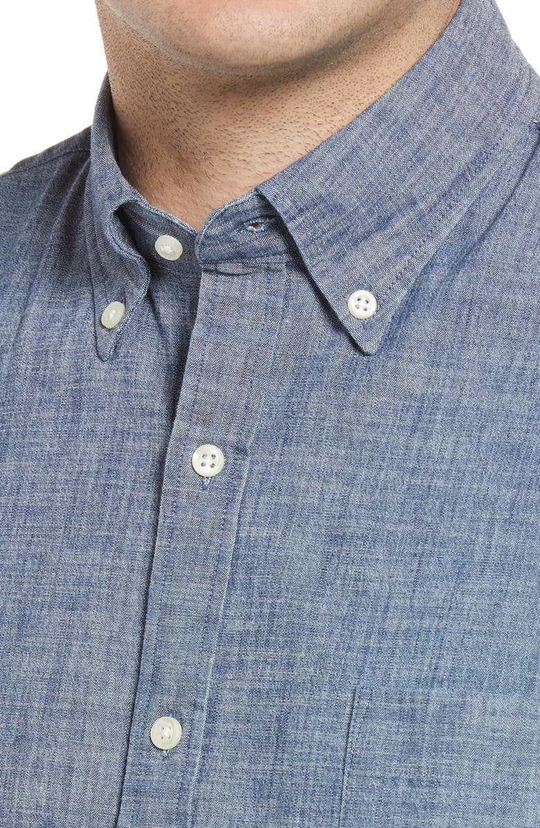 Peter Millar Tamworth Classic Fit Button-Down Chambray Shirt, Alternate, color, 