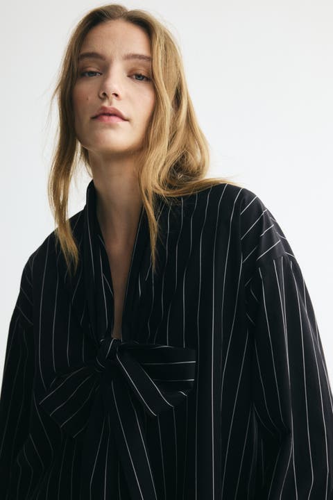 Cotton Blouse With Scarf Collar