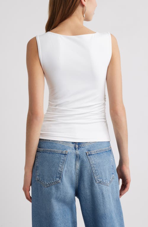 Open Edit Boat Neck Sleeveless Top In White