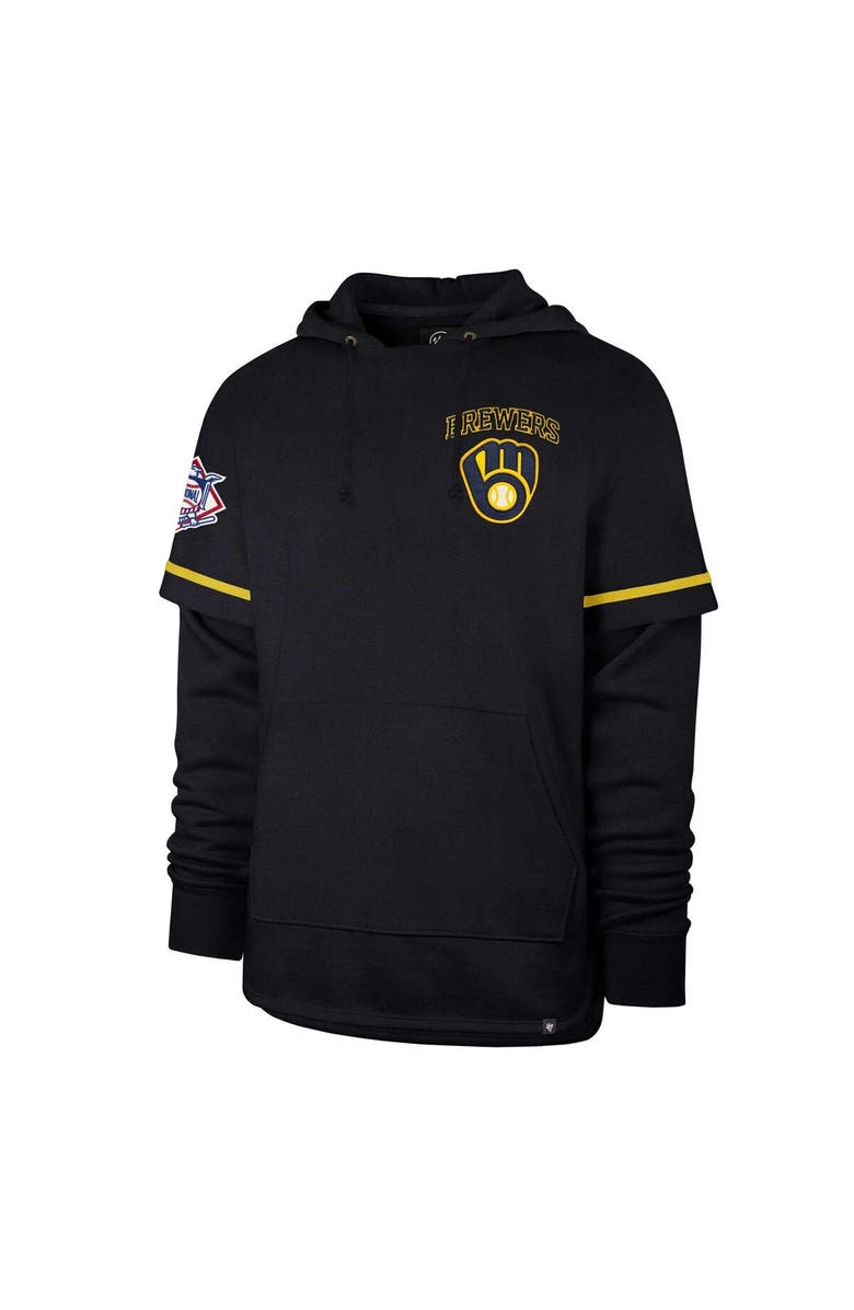 '47 Men's '47 Navy Milwaukee Brewers Shortstop Pullover Hoodie, Alternate, color,