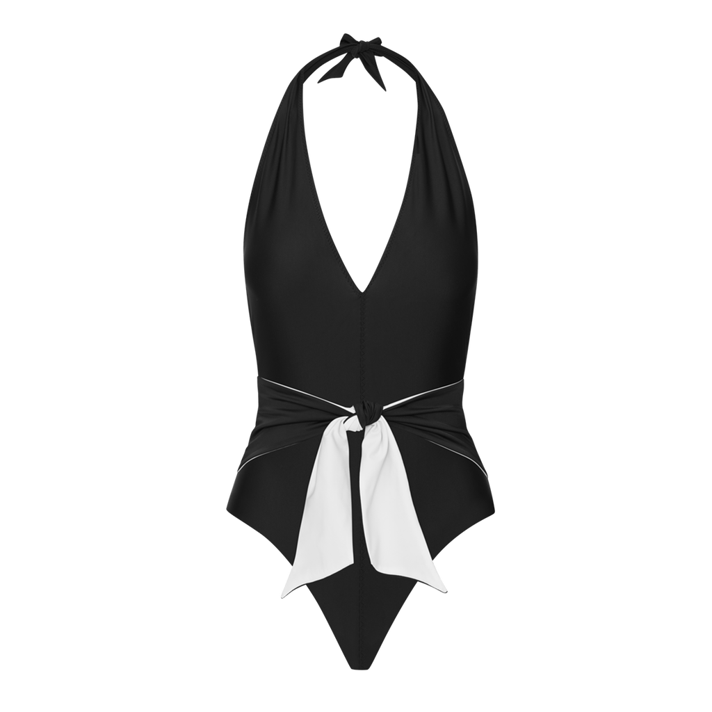 Ansea The Tie Front One Piece In Black