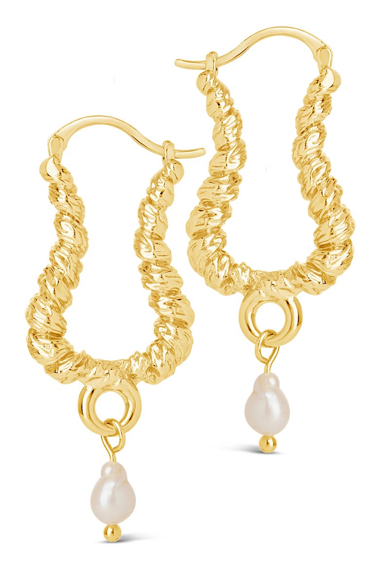 Sylvie Freshwater Pearl Hoop Earrings, Alternate, color, GOLD