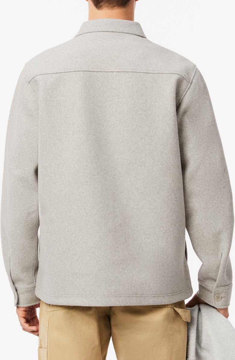 Lacoste Oversize Fleece Button-Up Overshirt, Alternate, color, Silver Chine
