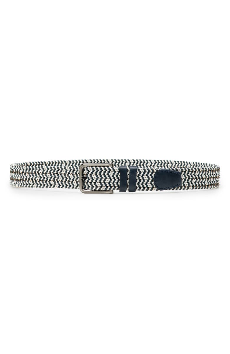 Magnanni Astoria Woven Leather Belt, Main, color, Navy And White