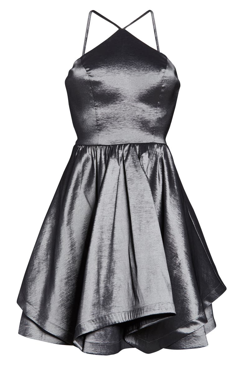 Taffeta Party Dress, Alternate, color, CHARCOAL
