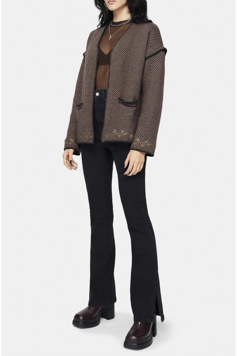 Maraea Belted Herringbone Coatigan, Alternate, color, Brown