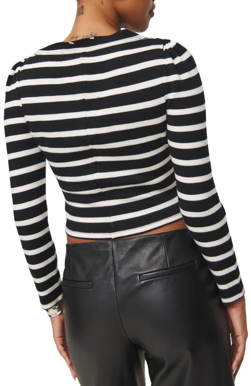 Reformation Lennox Stripe Crop Cardigan In Black And White Stripe
