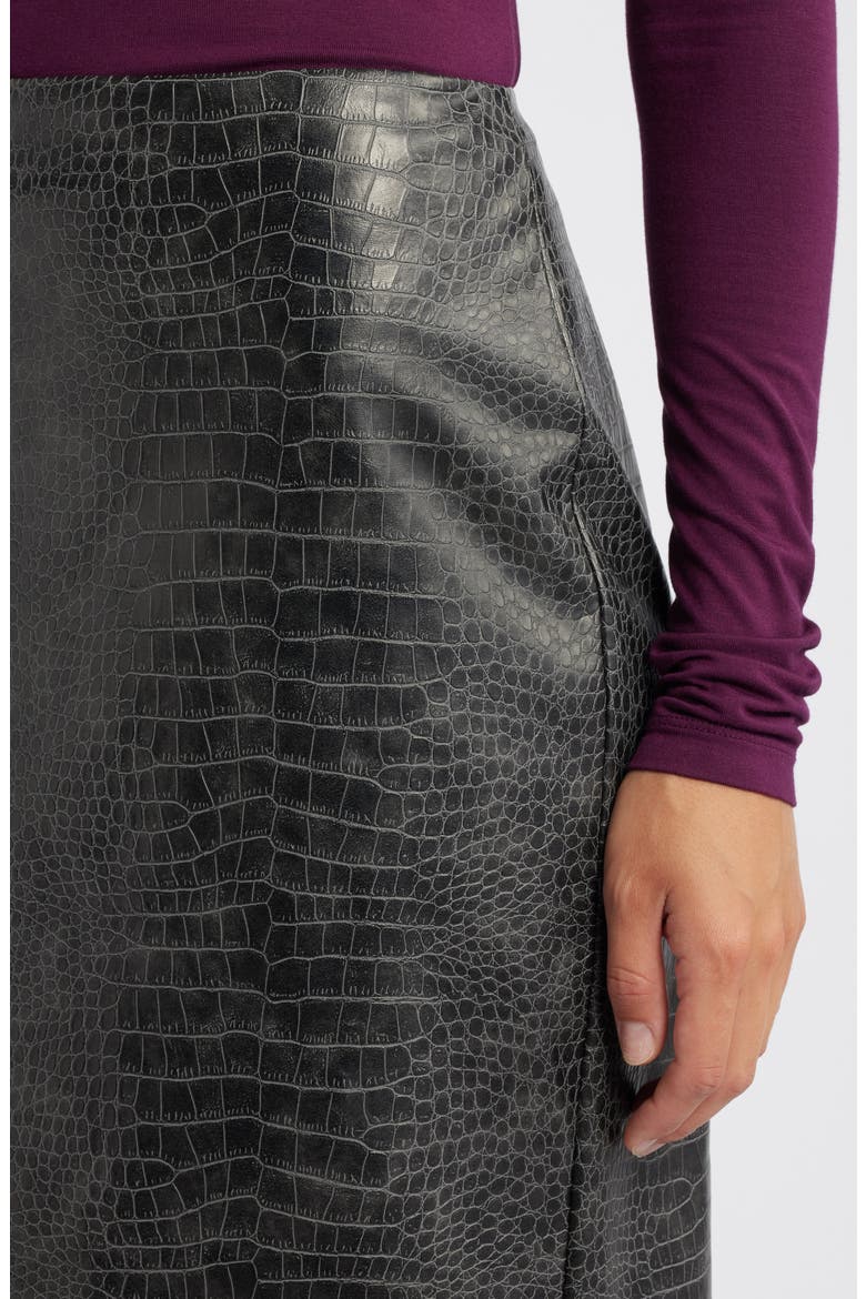Skimmer Faux Leather Skirt, Alternate, color, NIGHT FALL