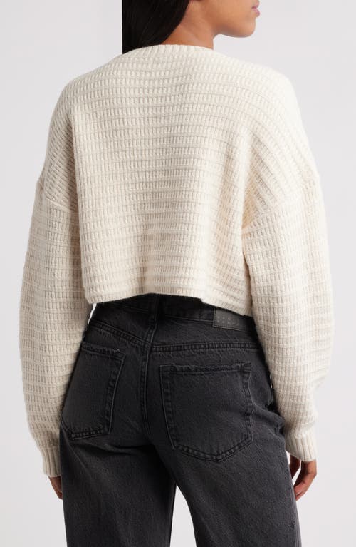 PACSUN PACSUN POLAR WAFFLE KNIT CROP SWEATER