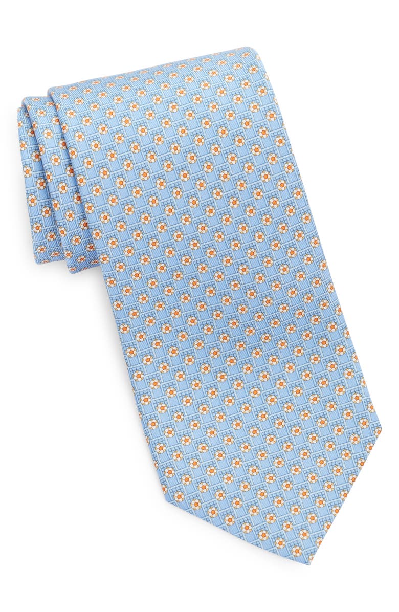 FERRAGAMO Soccer Ball Print Silk Tie, Main, color, 