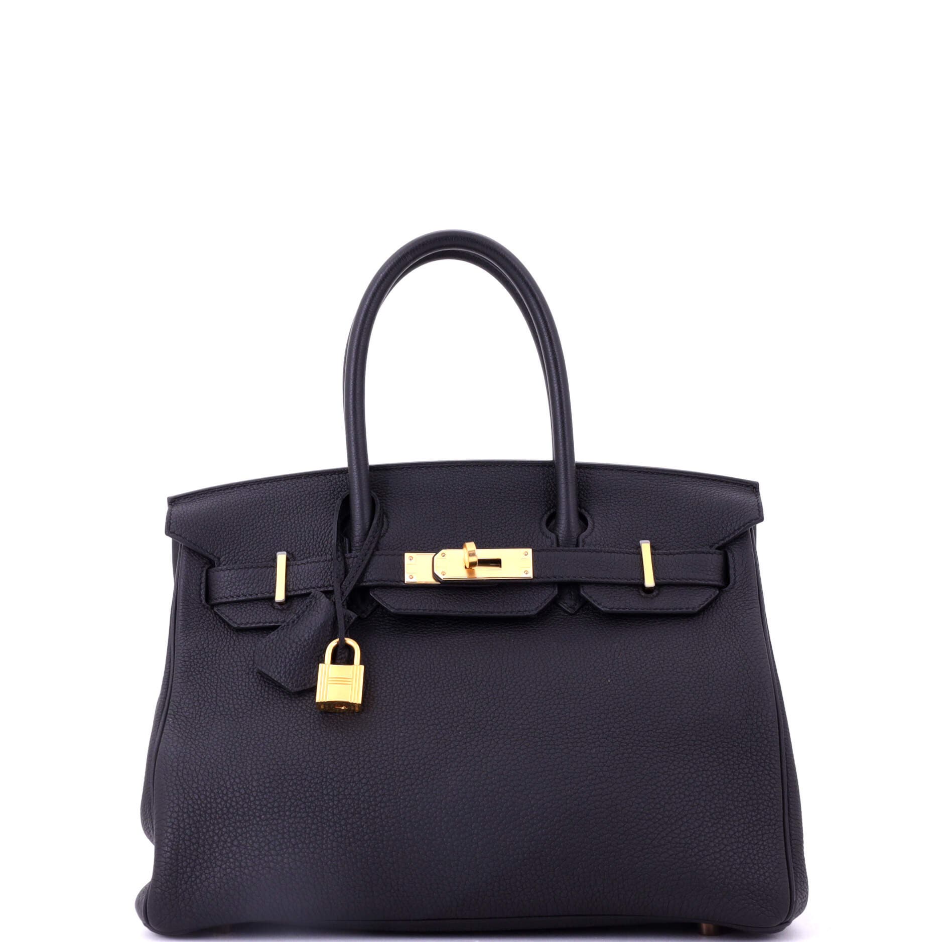 Pre-Owned Hermes Birkin Handbag Black Togo with Rose Gold Hardware 30, Main, color, Noir